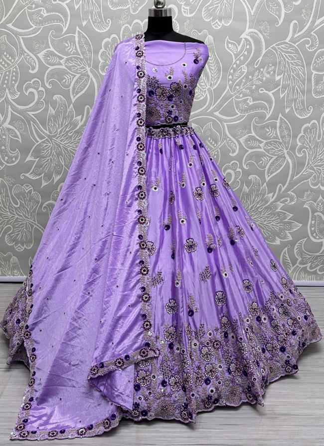 Silk Lilac Wedding Wear Embroidery Work Lehenga Choli